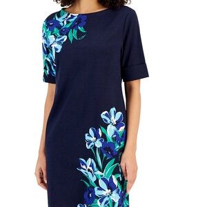 Women Floral print elbow sleeve dress SZ XL Blue NWT